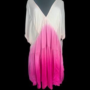 Free People Pink Ombre Tie Dress with Open Back Women's Large